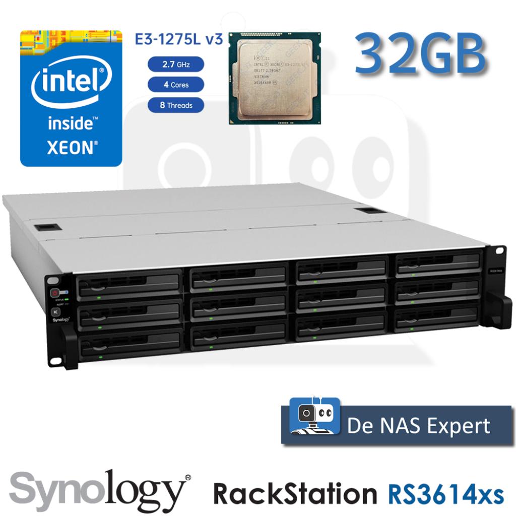 Synology RackStation RS3614xs 32GB uniek met Xeon E3-1275L, Info@synology.com, Synology, Refurbished, Ophalen of Verzenden
