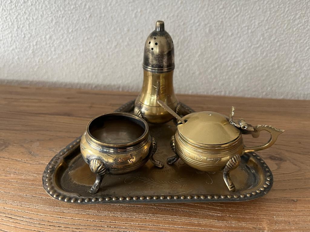 Oud Menagesetje zilver EPNS, Ophalen of Verzenden, Zilver