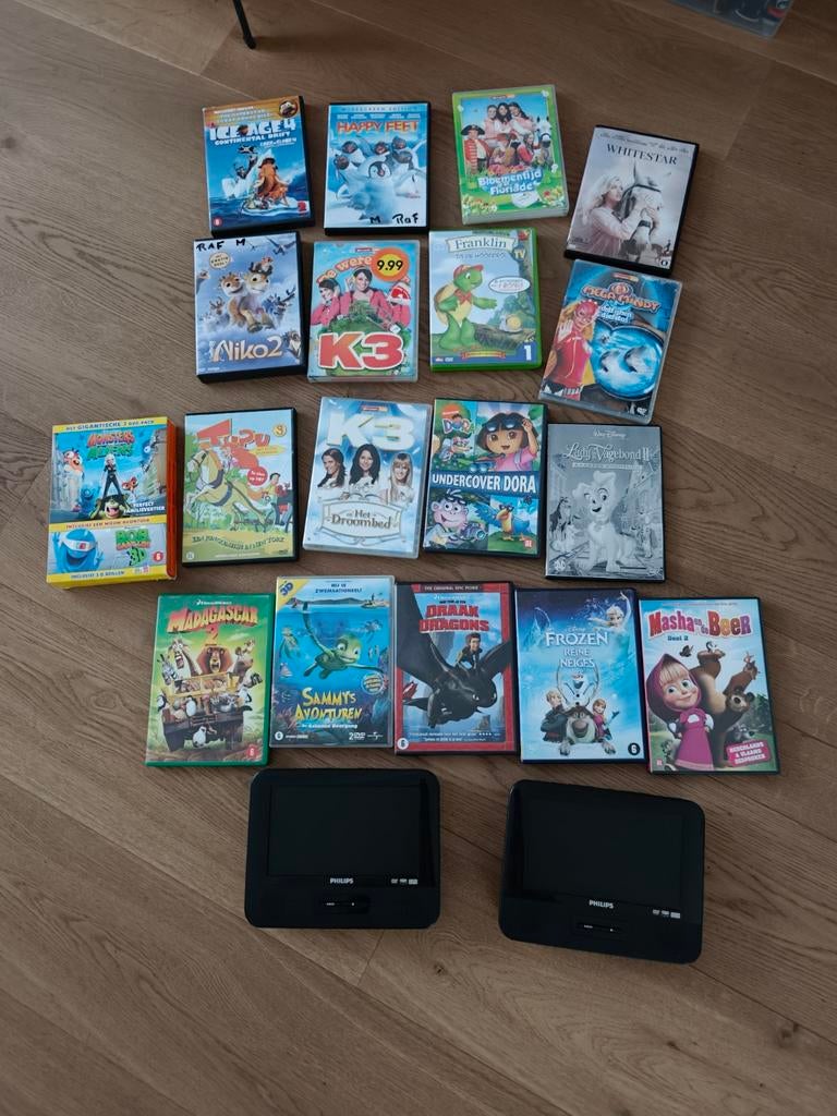 2 Philips Auto DVD Spelers + DVD Collectie, Spelcomputers en Games, Ophalen, Gebruikt