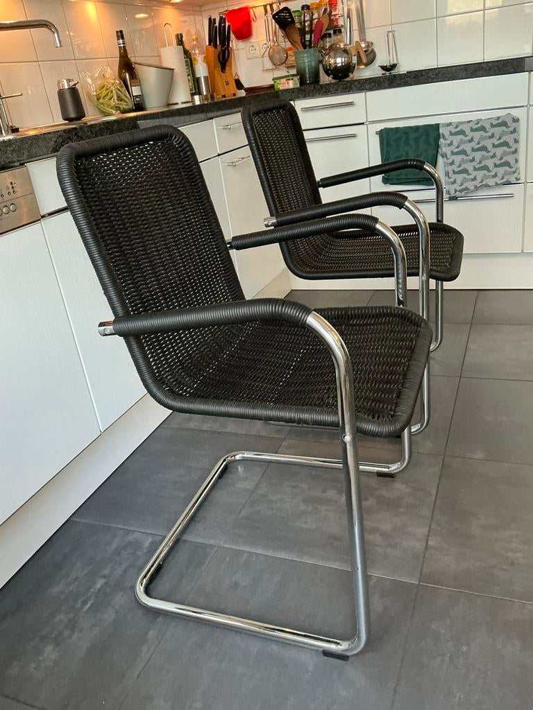 Tecta D1230 eetkamerstoelen, Huis en Inrichting, Stoelen, Ophalen, Gebruikt, Twee, Zwart