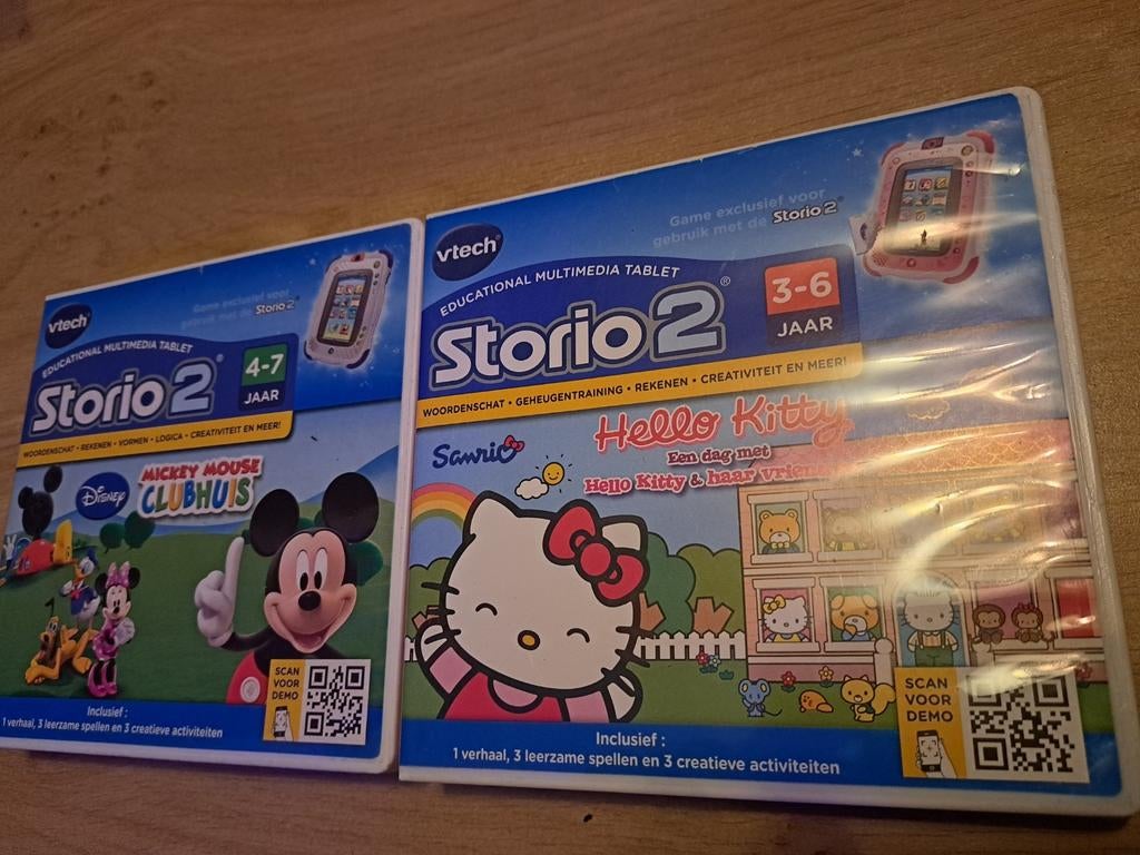 Storio 2 spellen mickey mouse en hello kitty, Ophalen, Gebruikt, 4 tot 6 jaar