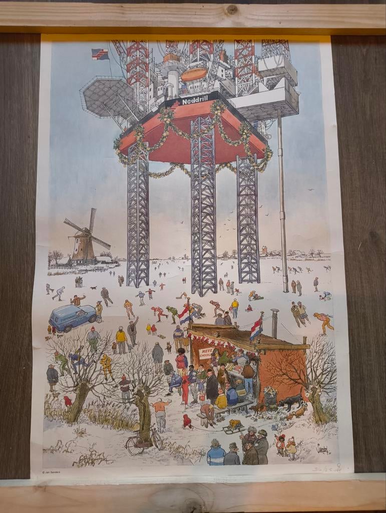 Jan Sanders Kerst Posters (75x50) genummerd, Ophalen, Gebruikt, Foto of Poster, 50 tot 75 cm