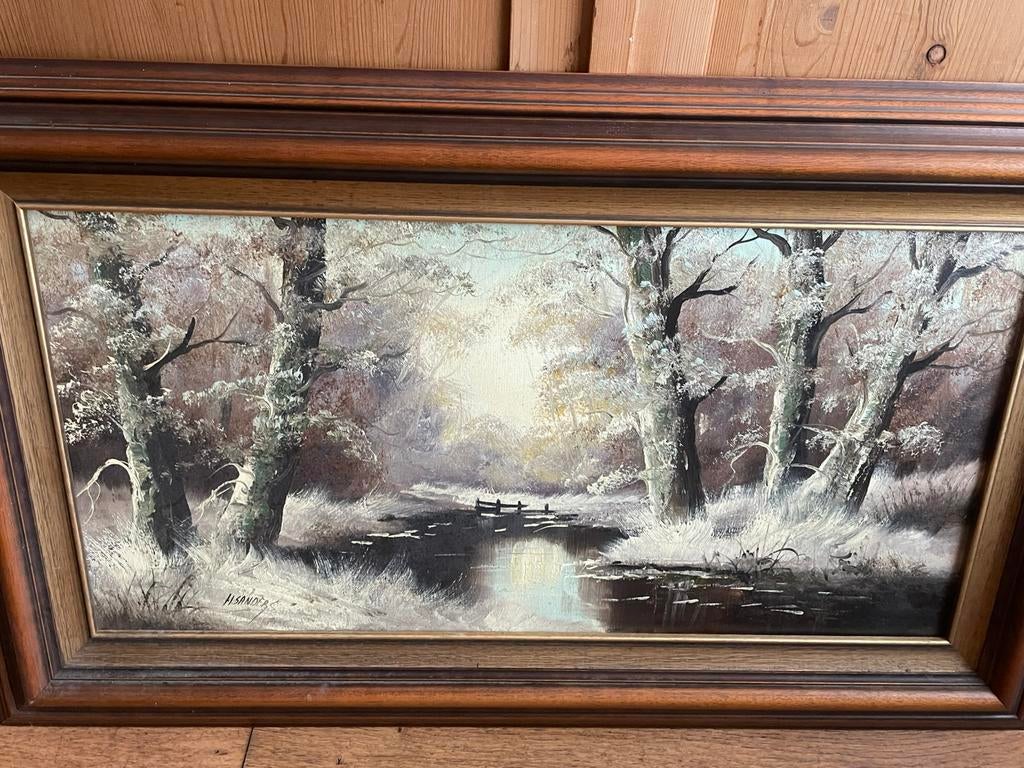 Mooi schilderij van H. Sanders, Antiek en Kunst, Ophalen