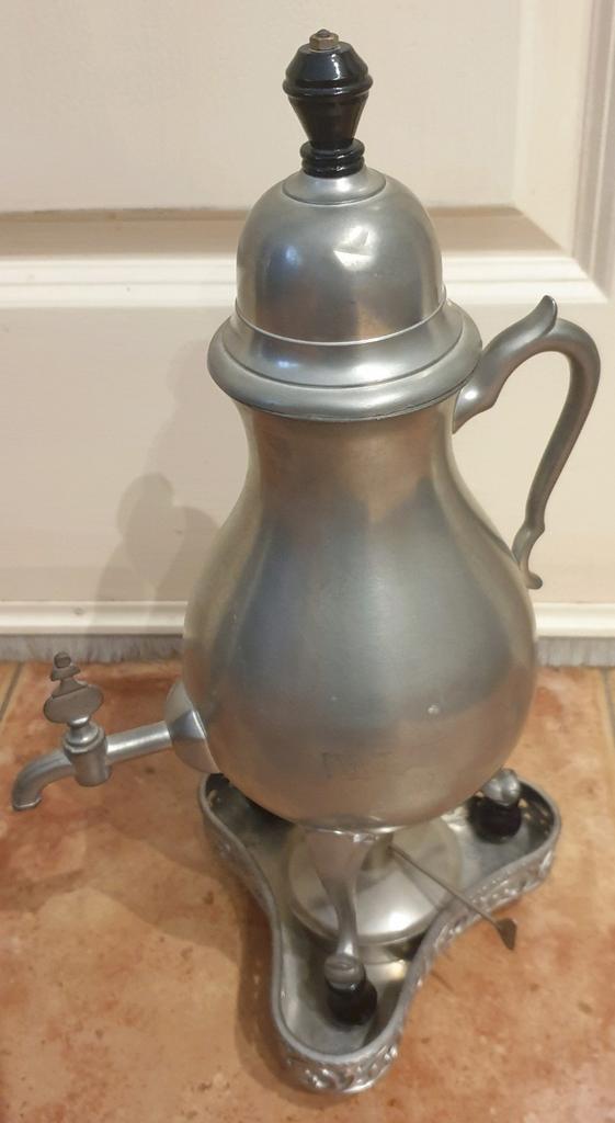 Antieke tinnen kan droppelmina met rechaud en brander, Antiek en Kunst, Antiek | Tin, Ophalen of Verzenden