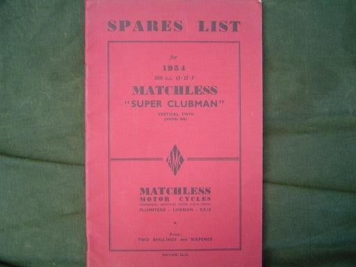 Matchless G9 500cc twin 1954 motorcycle parts list, Motoren, Handleidingen en Instructieboekjes, Overige merken, Ophalen of Verzenden