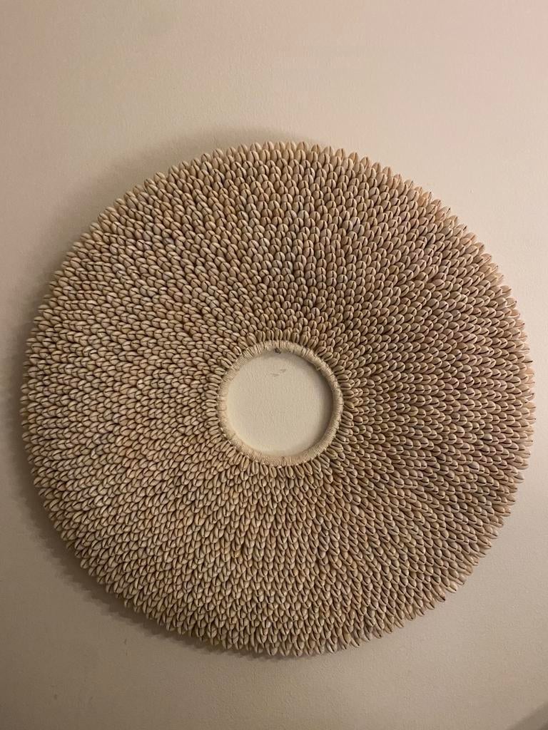 Grote schelpenkrans kauri schelpen boho wabi ibiza krans, Ophalen, Zo goed als nieuw