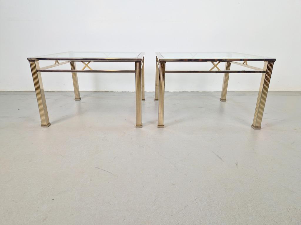 Set 2 Vintage salontafel chroom messing Fratelli Orsenigo 70, Ophalen, 100 tot 150 cm, N, Regency vintage