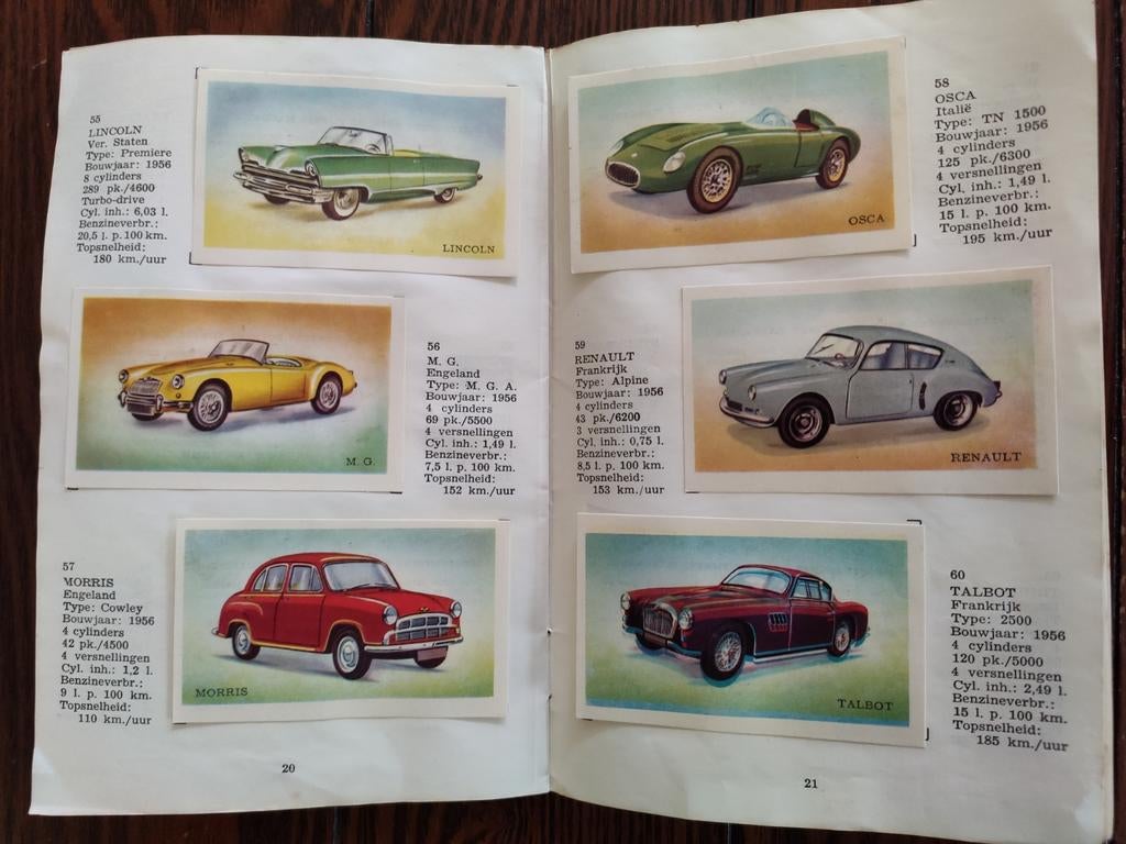 Boekje met plaatjes van auto's uit 1956, Ophalen of Verzenden