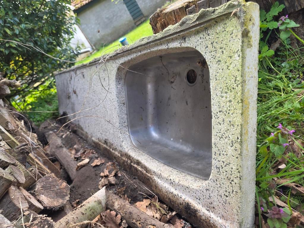 Antiek terrazzo aanrechtblad 200 x 48 cm, Ophalen, Gebruikt, 25 tot 50 cm, Minder dan 100 cm