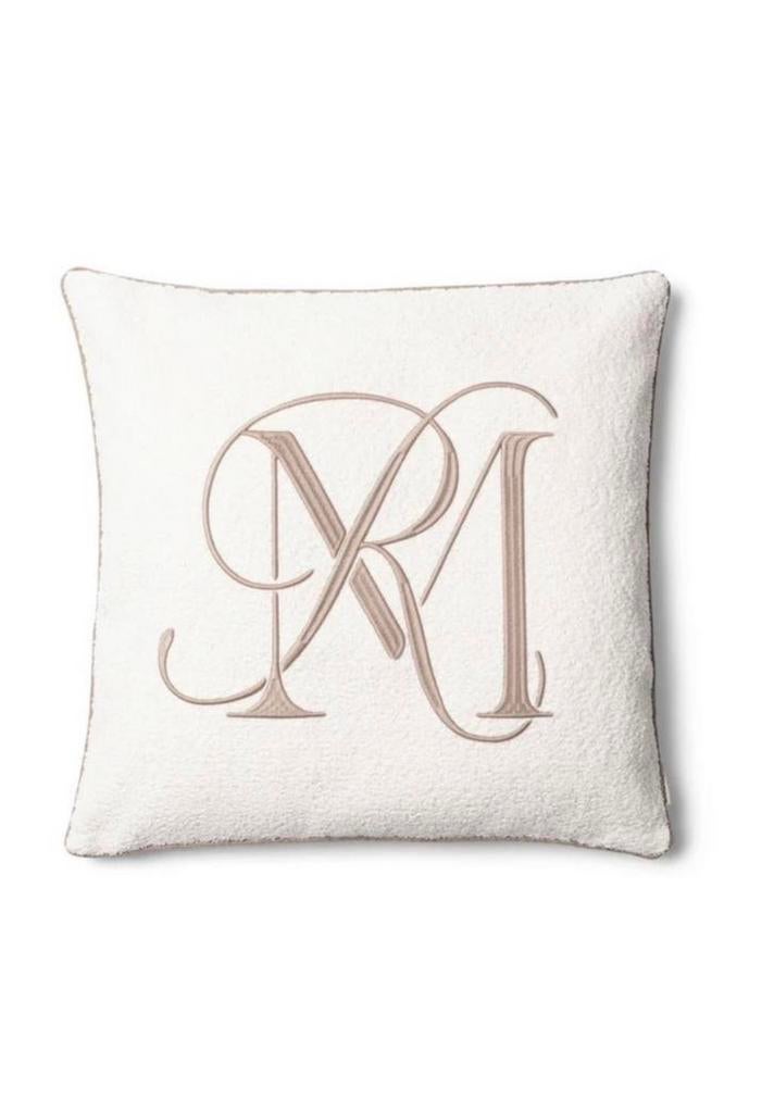 2 Riviera Maison RM Monogram Pillow Cover Kussenhoes, Ophalen of Verzenden, Gebruikt, Beige, Vierkant