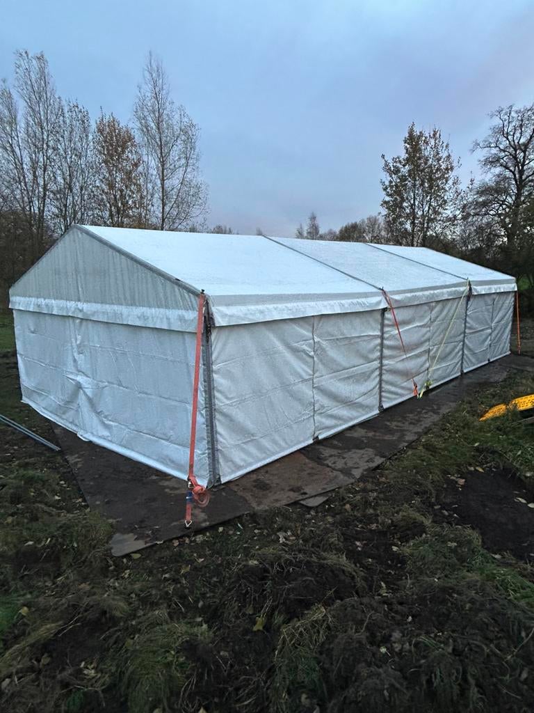 Aluhal / feesttent 6x4, 6x8, 6x12, 6x16 Te Huur, Partytent, 6 meter of meer, Zo goed als nieuw, 8 meter of meer