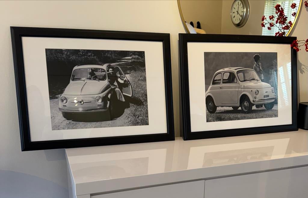 2 lijsten met poster, Ophalen, Gebruikt, Foto of Poster, 50 tot 75 cm