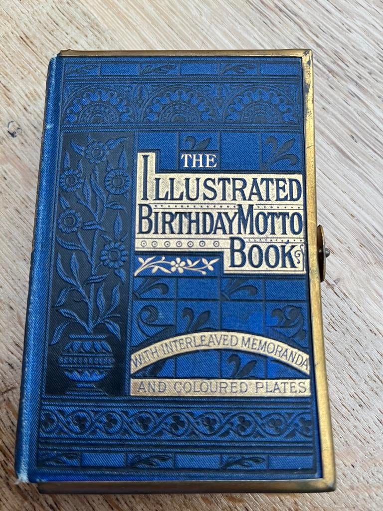 Antiek Geïllustreerd Verjaardags Motto Boek, Ophalen of Verzenden, Gelezen