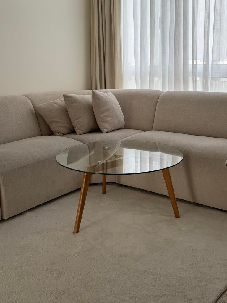 Ronde glazen salontafel - Beliani Minnesota, Gebruikt, Rond, Glas, Minder dan 50 cm