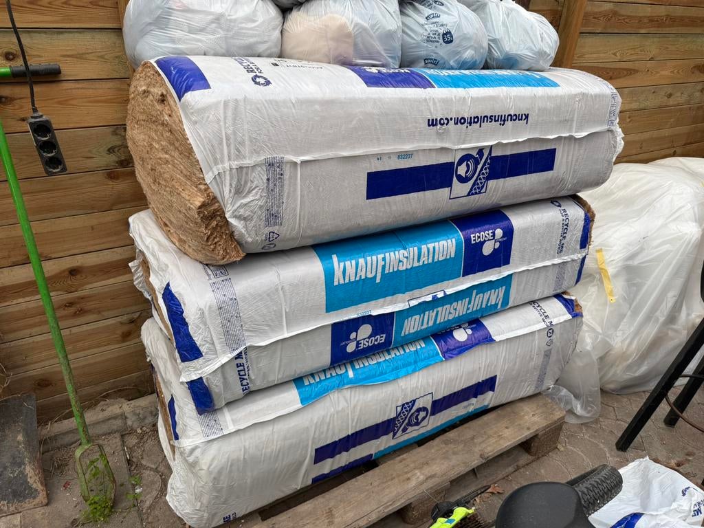 Nieuwe restpartij Glaswol Isolatie 21,9m2, Doe-het-zelf en Verbouw, Isolatie en Afdichting, Ophalen, Nieuw, 15 m² of meer, 8 tot 12 cm