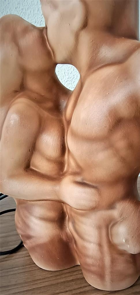 Keramische jaren 80 tafellamp (verliefd - zoenend stel), Overige materialen, Gebruikt, Vintage, Ophalen of Verzenden