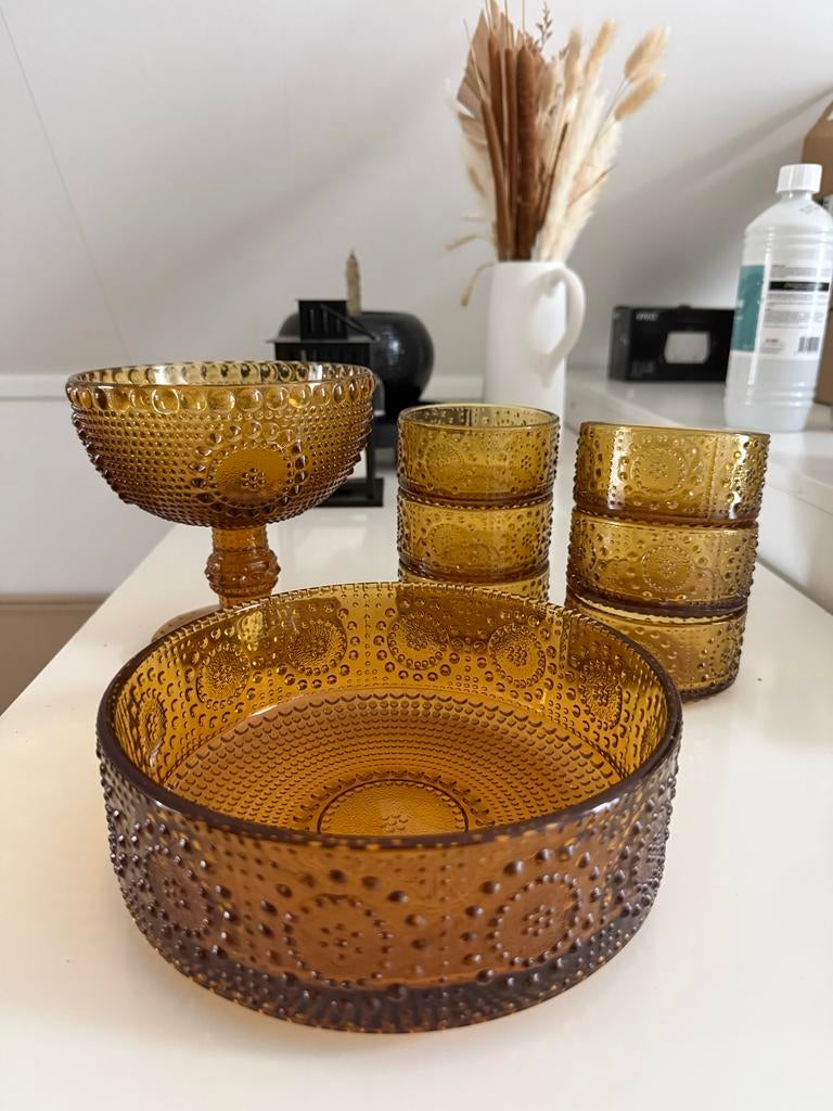 Vintage Iittala servies geel glas jaren 70, Ophalen