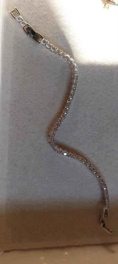 Swarovski tennis armband rhodium, Ophalen of Verzenden, Zo goed als nieuw, Zilver, Zilver