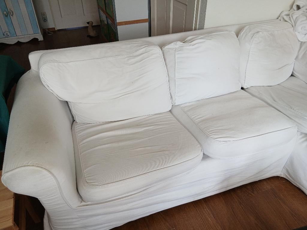 Ikea Ektorp hoekbank wit, Huis en Inrichting, Gebruikt, Hoekbank, 75 tot 100 cm, Stof