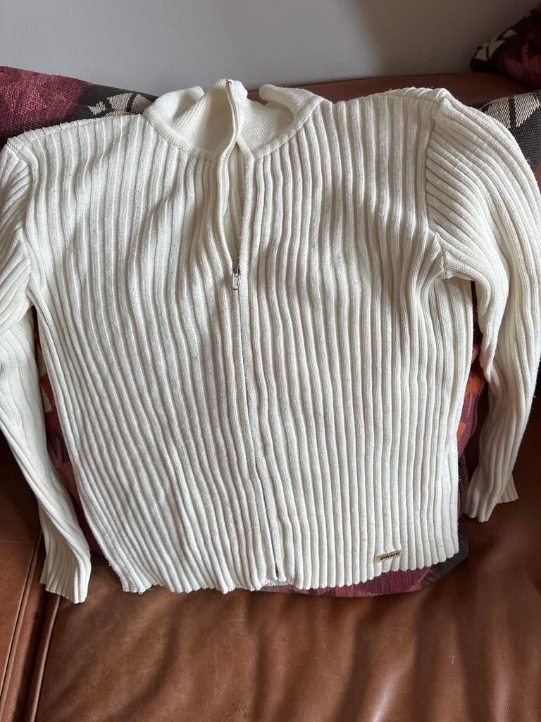 DKNY écru vest met rits, deels wol, Ophalen of Verzenden, Zo goed als nieuw, Maat 38/40 (M), Beige