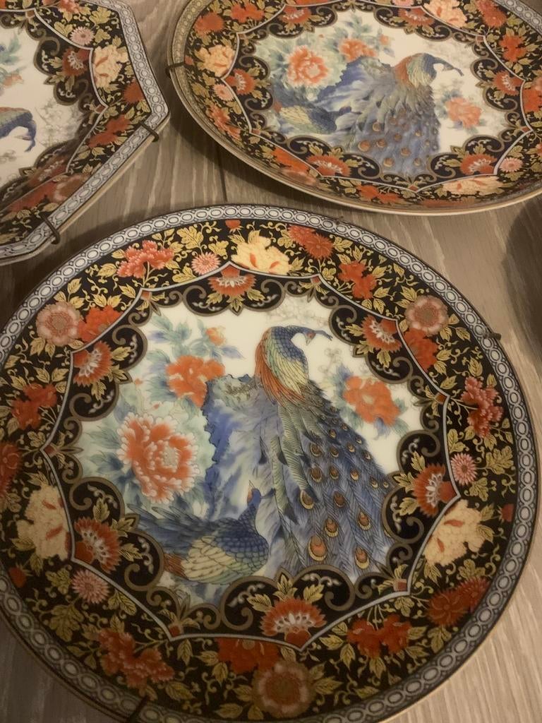 5 antieke satsuma ROYAL PEACOCK wandborden, Ophalen of Verzenden