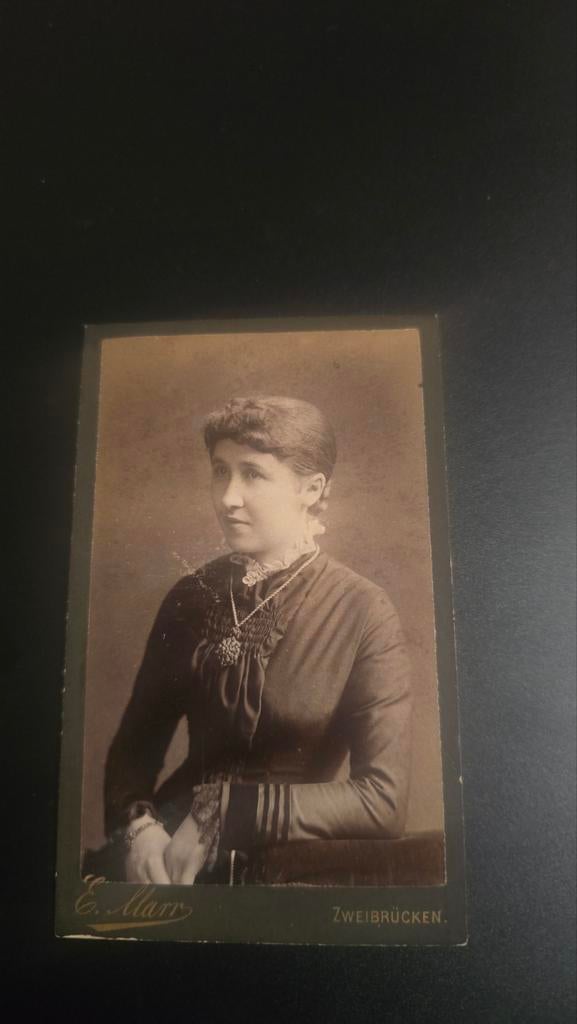 Antieke Foto Dame E. Marr Zweibrücken, Ophalen of Verzenden, Voor 1940, Gebruikt, Overige onderwerpen