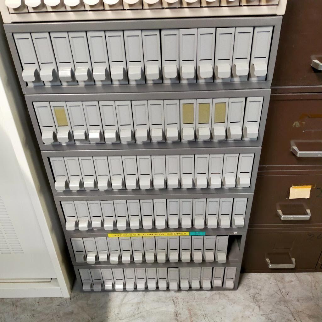 Vintage ladekast met 6x14 kleine laadjes voor opslag dia`s, Ophalen, Gebruikt, 5 laden of meer, Minder dan 100 cm