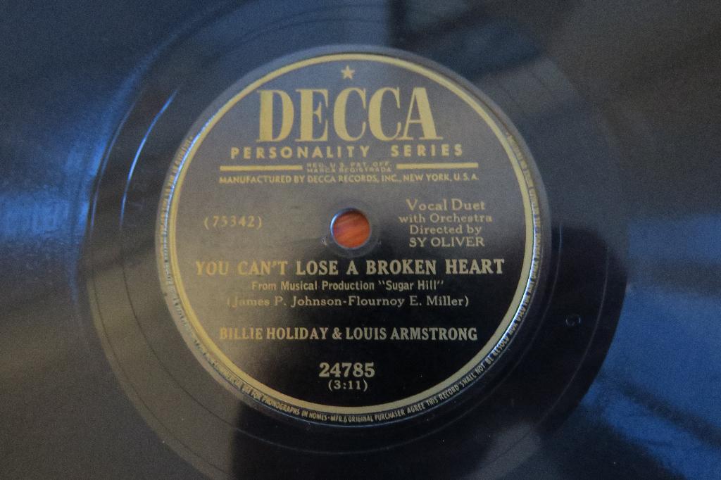 Billie Holiday and Louis Armstrong 78 toeren jukebox 78rpm, Gebruikt, 10 inch, Ophalen of Verzenden, 1940 tot 1960