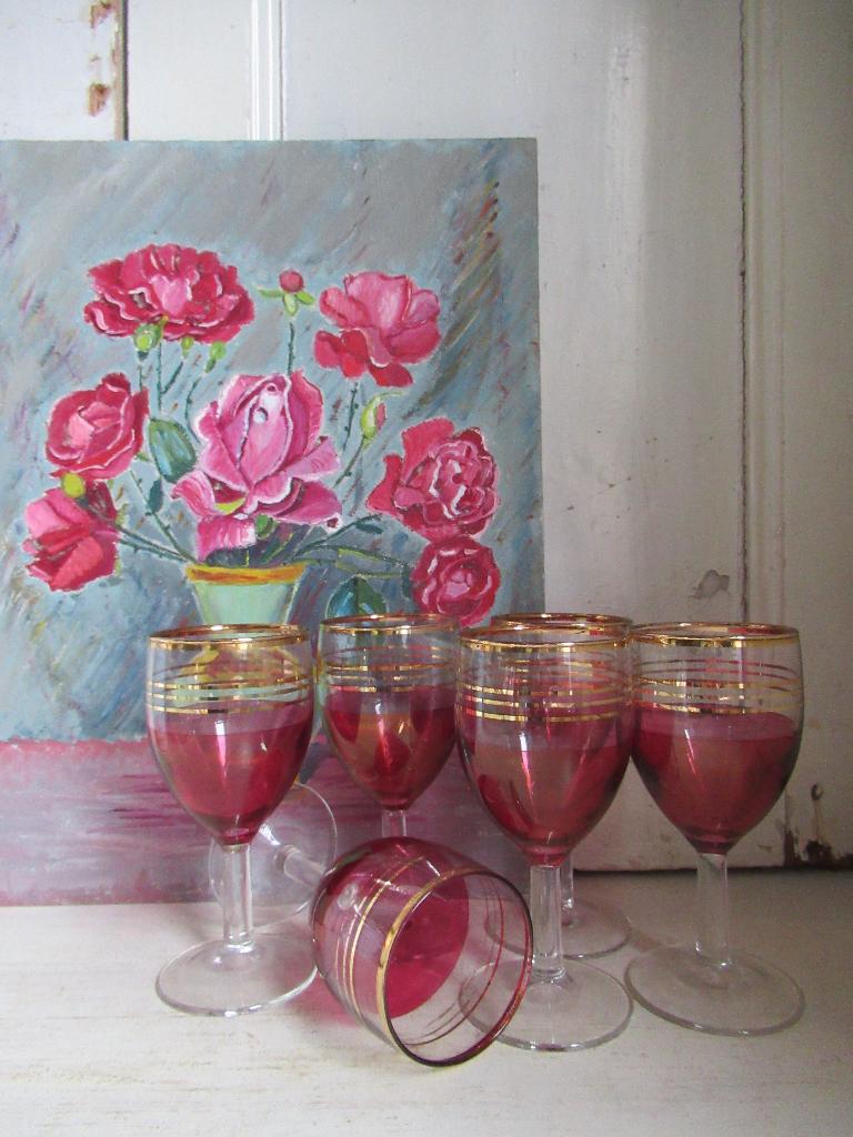 ~ 6 oude Franse wijnglazen, bricbracbrocante ~, Ophalen of Verzenden