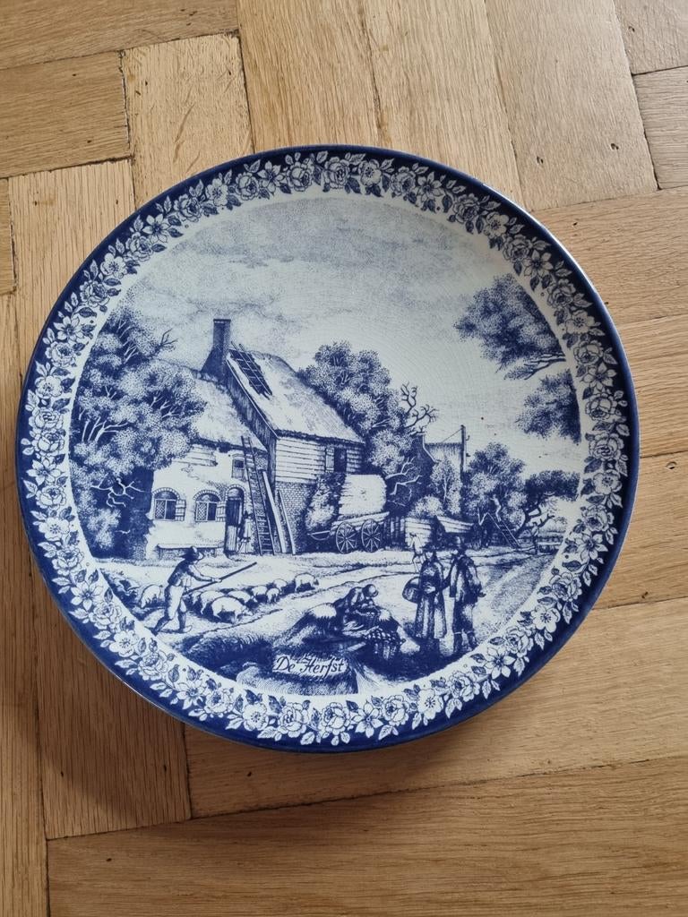 Groot gesigneerd Delfts blauw bord 29 cm, Ophalen of Verzenden