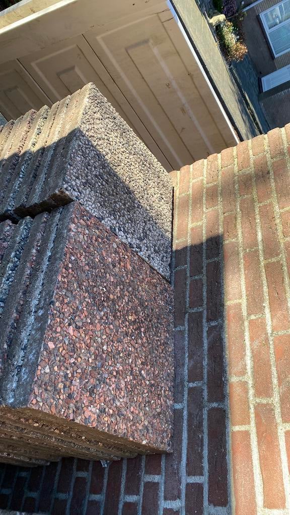 Gratis tuintegels wit en rood + meer, Tuin en Terras, Tegels en Klinkers, Ophalen, Gebruikt, Beton, Terrastegels