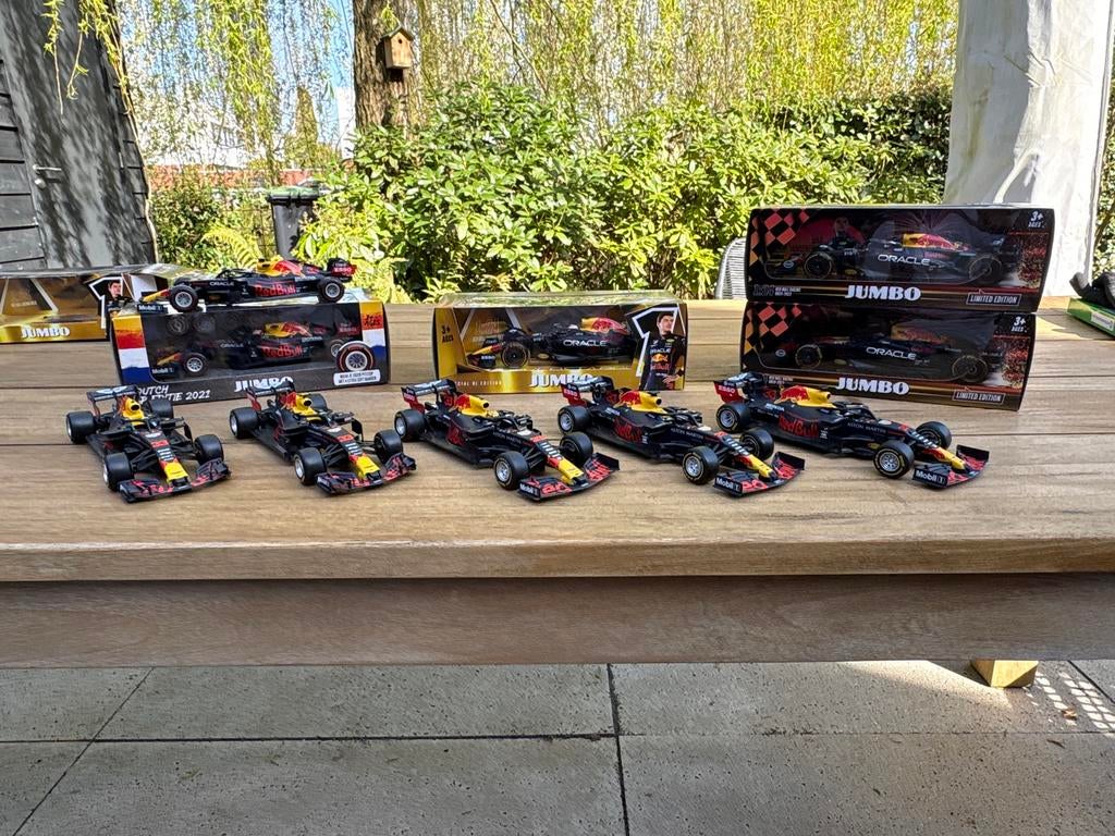 Max Verstappen Red Bull F1 auto's 1:24 Jumbo edities (10st.), Ophalen of Verzenden, Gebruikt, Auto, Overige merken