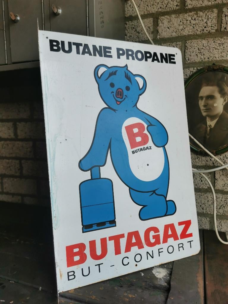Vintage butagaz  reclamebord, Verzamelen, Merken en Reclamevoorwerpen, Ophalen, Gebruikt, Reclamebord