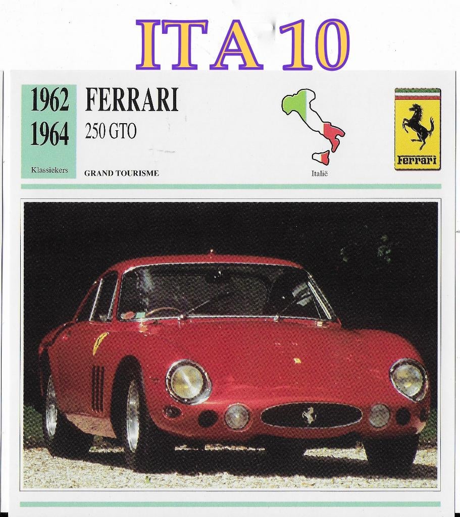 Ita10 autokaart ferrari 250 gto ( 1962 - 1964 ), Ophalen of Verzenden, Zo goed als nieuw, Auto's