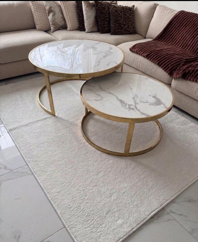 Echte Marmeren tafel set, Ophalen, Overige materialen, Gebruikt, 50 tot 100 cm