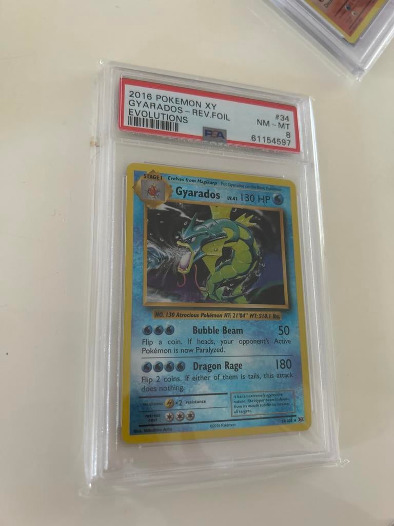 Gyarados 2016 XY Evolutions Reverse Foil PSA 8, Verzenden, Gebruikt, Losse kaart, Foil