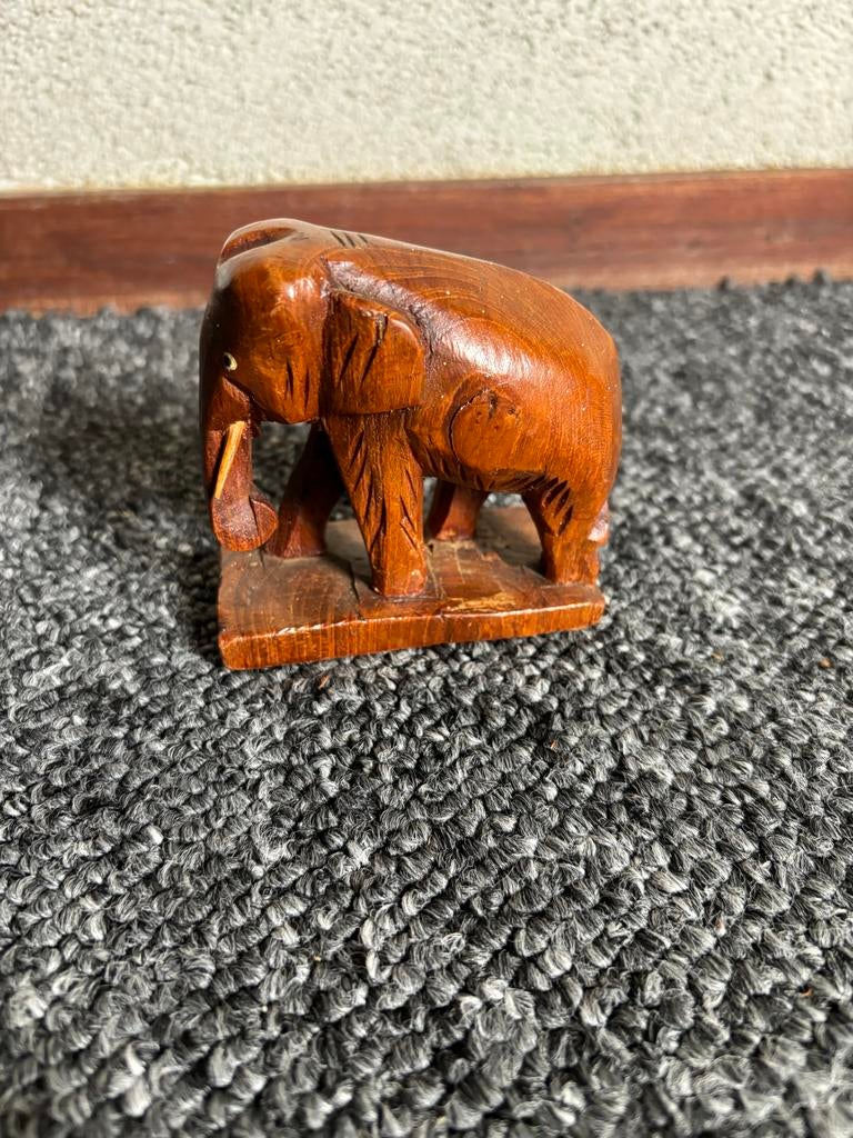 Houten olifant beeldje - Handgesneden decoratie, Ophalen