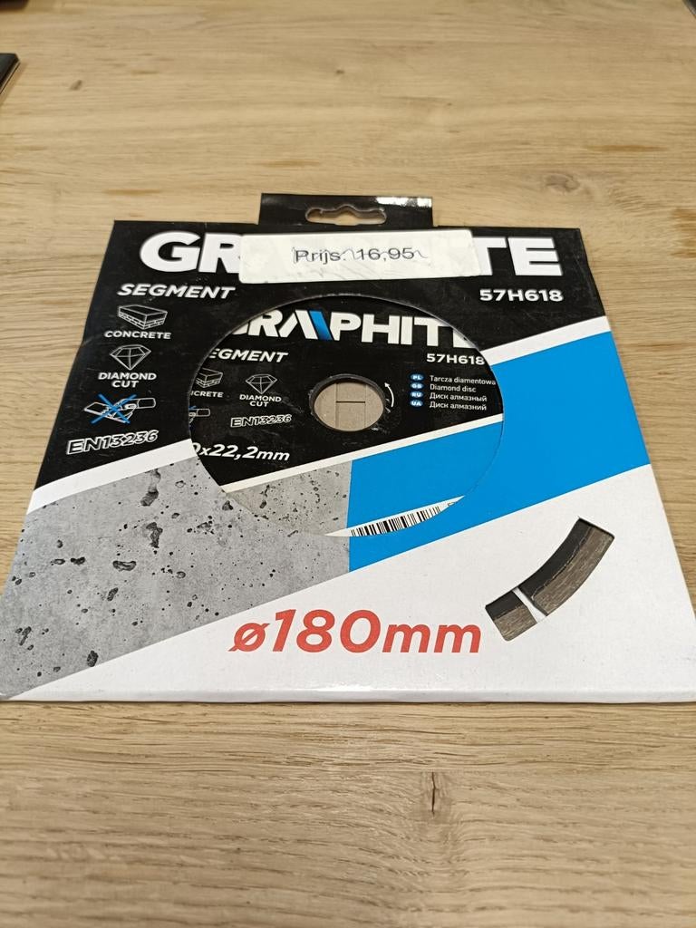 GRAPHITE Diamantschijf 180x22,2mm Segment, Ophalen of Verzenden, Nieuw