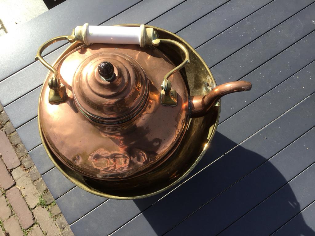 Vintage oude koperen ketel, brocante, Antiek en Kunst, Ophalen of Verzenden, Koper