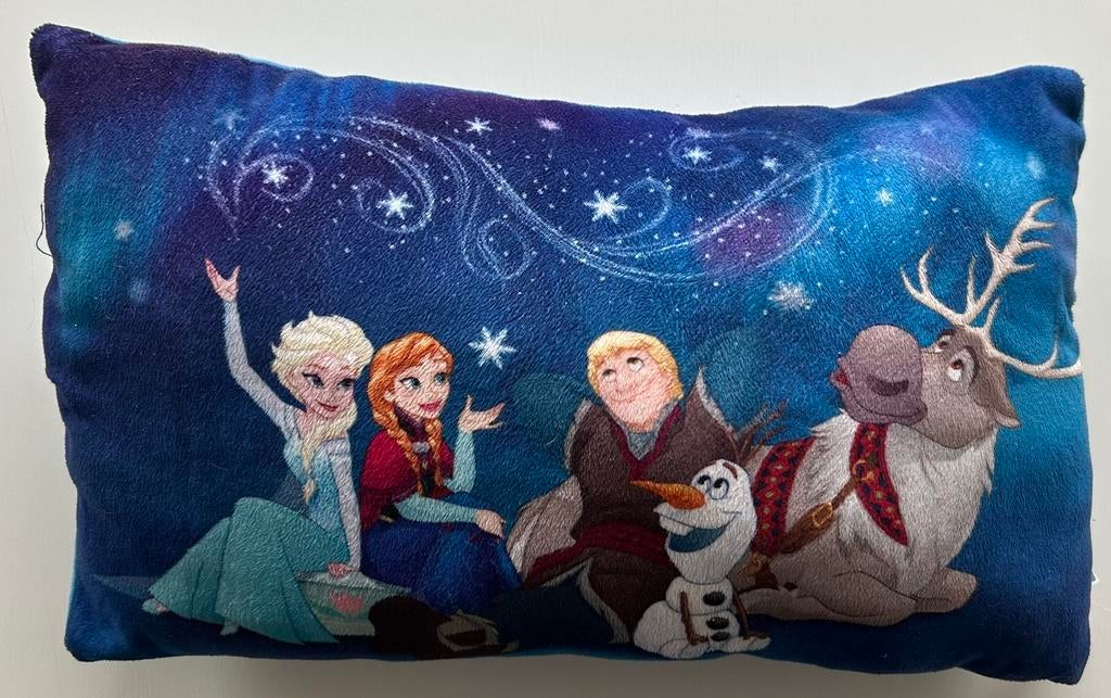 Origineel Disney Frozen langwerpig kussen, Ophalen of Verzenden, Zo goed als nieuw, Blauw, Rechthoekig