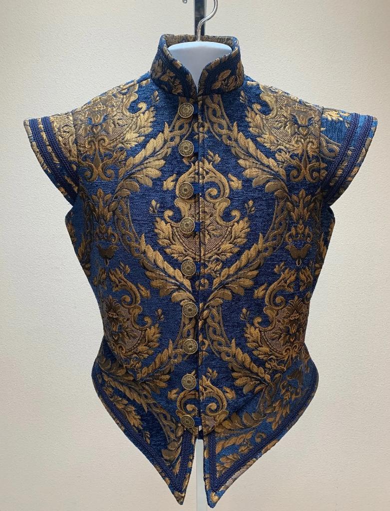 Blauw heren renaissance vest middeleeuws victoriaans piraten, Verzenden, Nieuw, Overige maten, Kleding