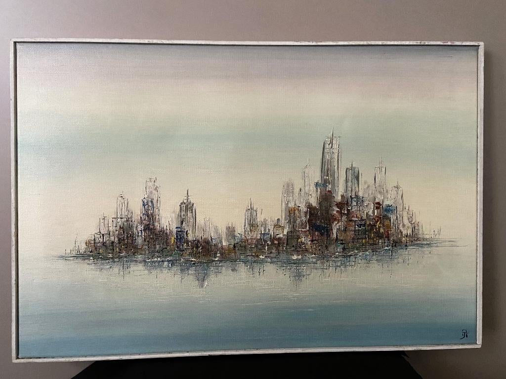 Schilderij Aquarel Skyline 61 cm, Ophalen