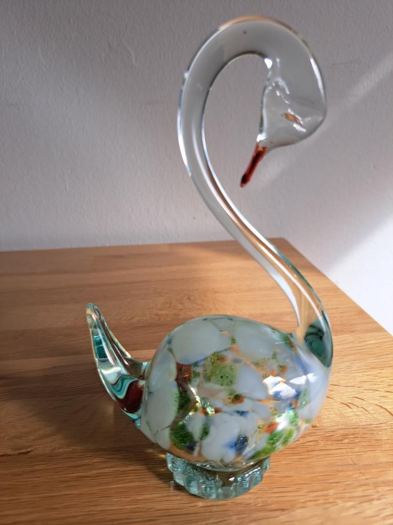 Glazen zwaan, 17cm, Antiek en Kunst, Antiek | Glas en Kristal, Ophalen of Verzenden