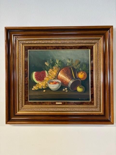 Schilderij : Koperen pot met vers fruit, Ophalen