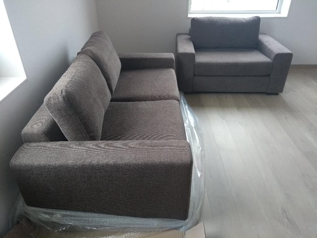 Goossens Lucca Bankstel, Gemêleerd Bruin | NIEUW, Ophalen, Stof, Vierpersoons of meer, 300 cm of meer