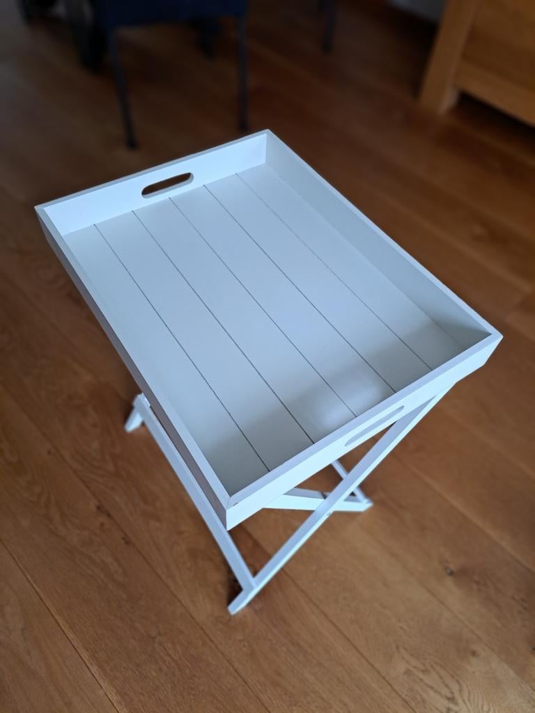 BIJZETTAFELTJE WIT INKLABAAR MET LOS BLAD, Ophalen, Rechthoekig, Minder dan 55 cm