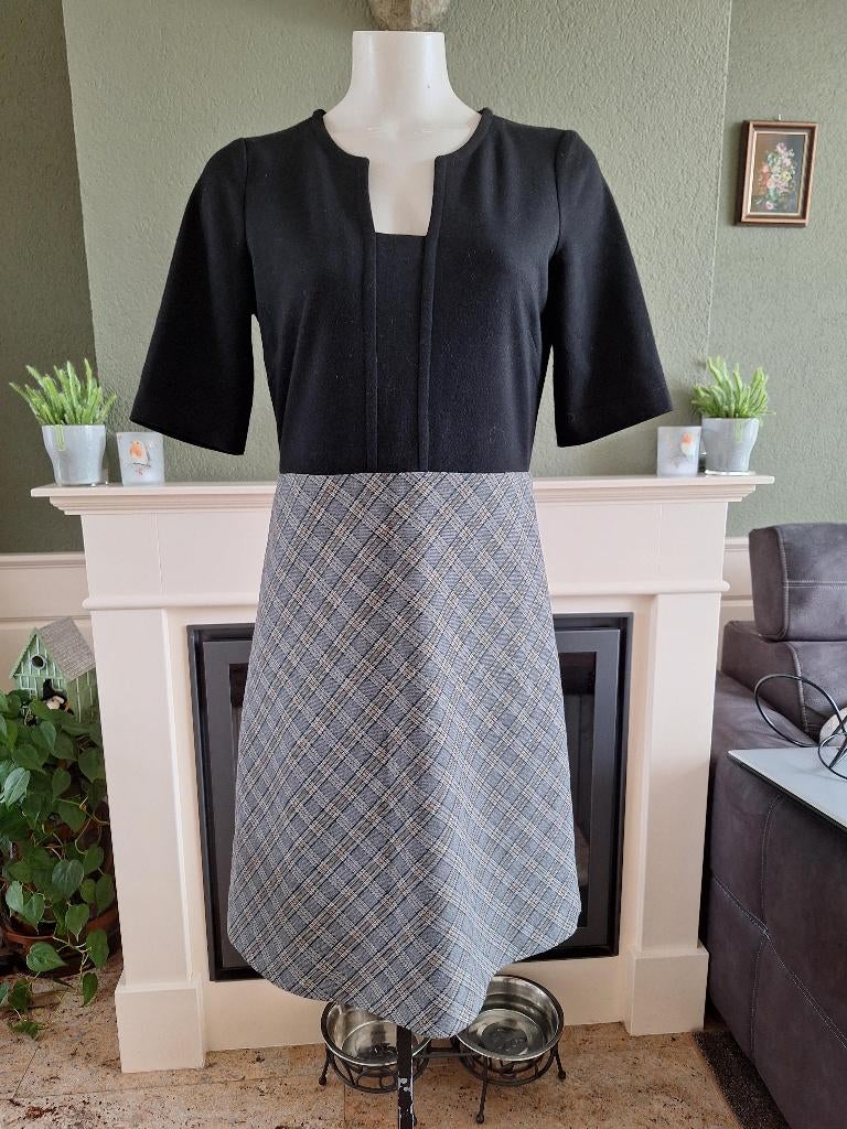 Sinequanone Paris jurk M 40 zwart grijs ruit, Kleding | Dames, Maat 38/40 (M), Sinequanone, Verzenden, Zwart