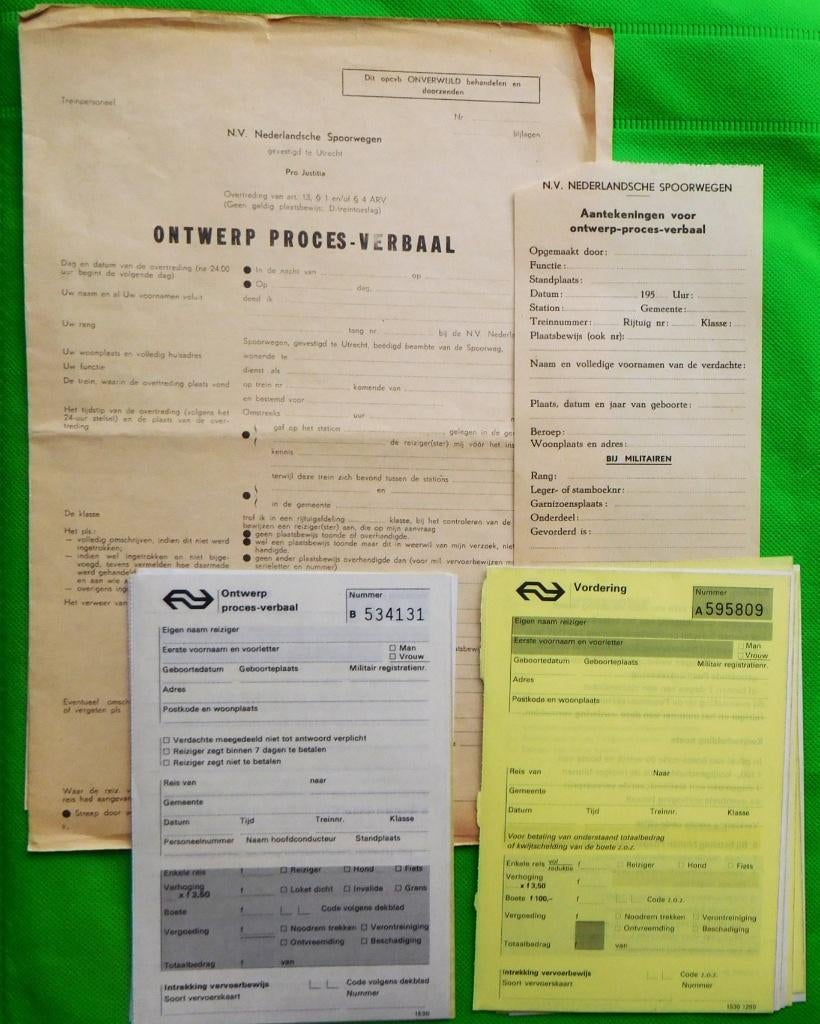 NS stukken proces-verbaal ed, Ophalen of Verzenden, Gebruikt, Trein, Overige typen