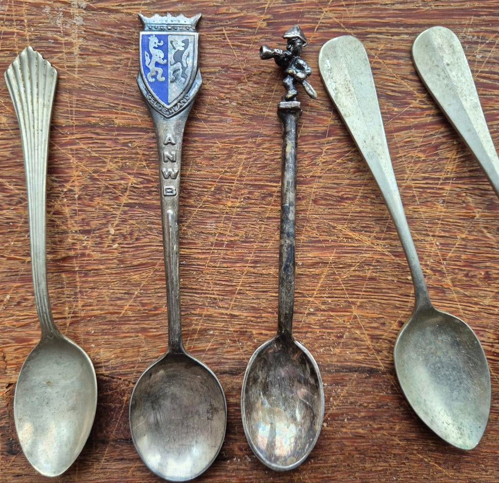 Lepeltjes verzilverd 7 stuks Anwb Alpacca, etc., Ophalen of Verzenden