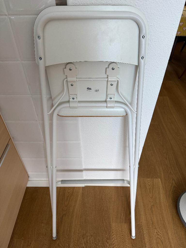 Barkruk opklapbaar Ikea Franklin wit, Huis en Inrichting, Barkrukken, Ophalen, Hout, 60 tot 90 cm, Zo goed als nieuw